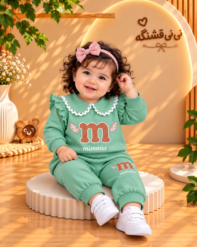بلوز شلوار دخترونه سرشونه چین دار