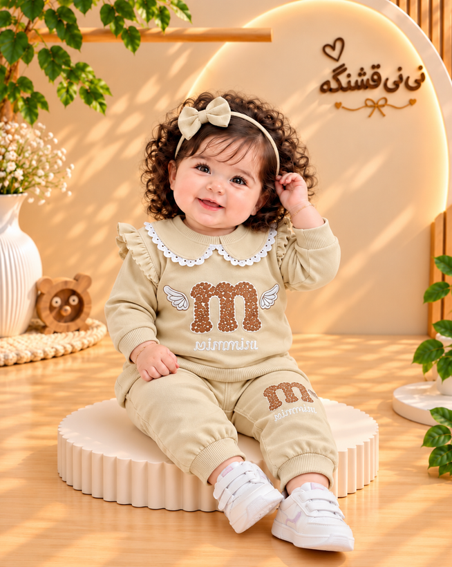 بلوز شلوار دخترونه سرشونه چین دار
